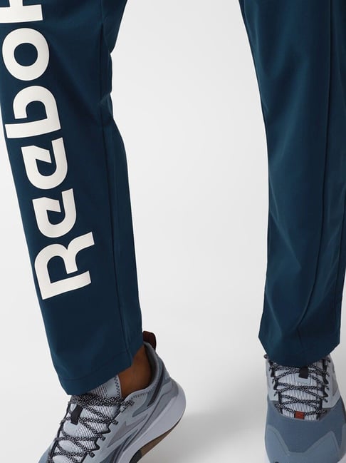 Reebok Blue Regular Fit Printed Sports Trackpants
