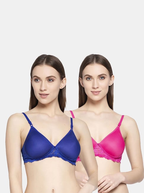 AROUSY Blue & Pink Cotton Self Pattern T-Shirt Bra - Pack Of 2-picture-44