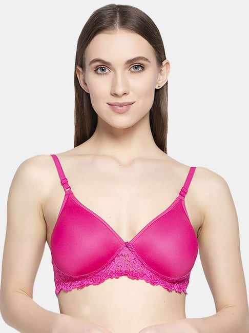 AROUSY Pink Cotton Self Pattern T-Shirt Bra-picture-35