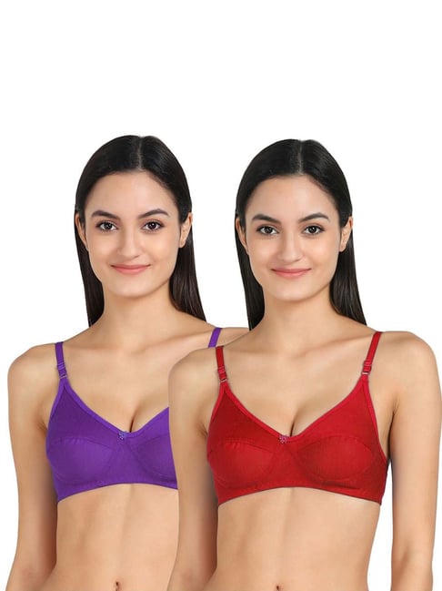 AROUSY Purple & Red Cotton T-Shirt Bra - Pack Of 2-picture-31