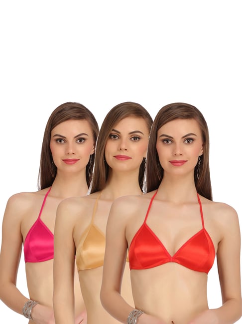 AROUSY Golden & Pink Cotton Everyday Bra - Pack Of 3-picture-36