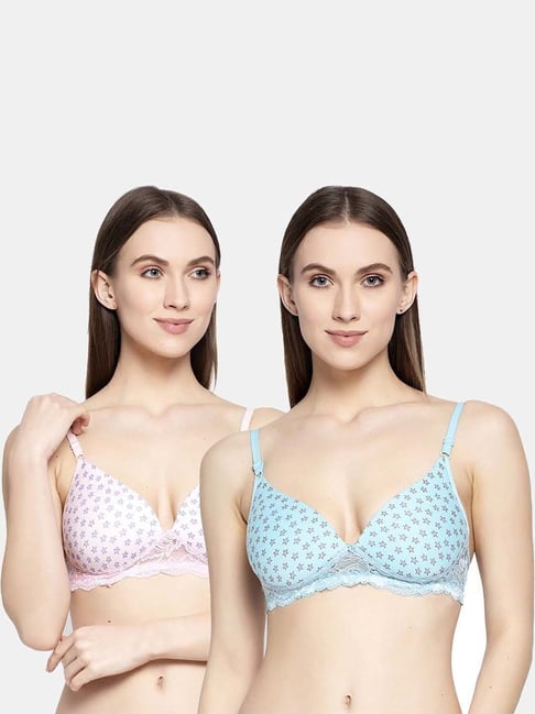 AROUSY Yellow & Pink Cotton Printed T-Shirt Bra - Pack Of 2-picture-21