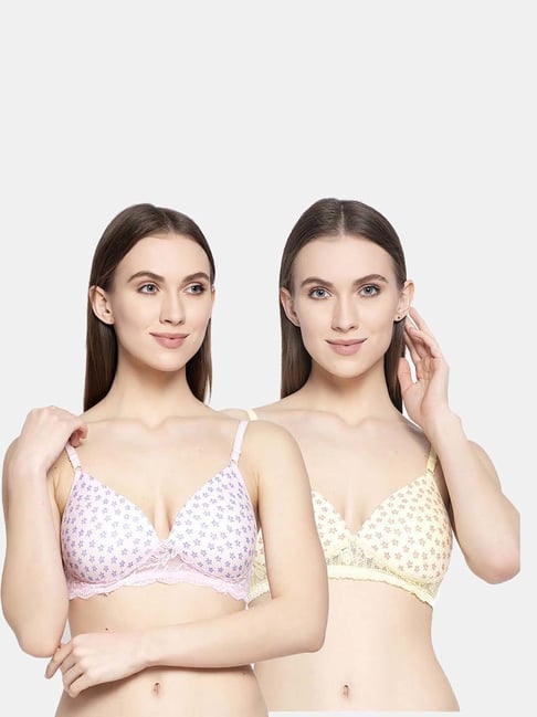 AROUSY Yellow & Pink Cotton Printed T-Shirt Bra - Pack Of 2-picture-48
