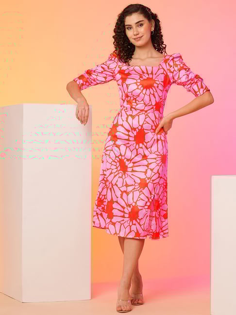 Globus Pink Floral Print Midi Dress-picture-14