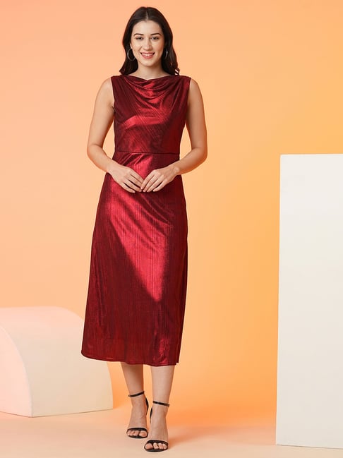 Buy Globus Red Regular Fit Midi Dress for Women Online Tata CLiQ