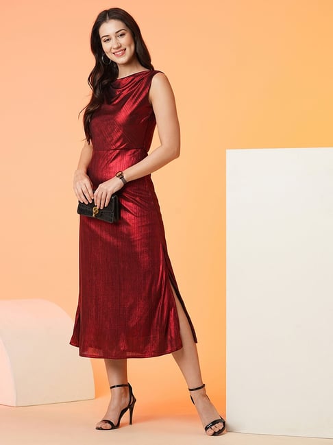 Buy Globus Red Regular Fit Midi Dress for Women Online Tata CLiQ