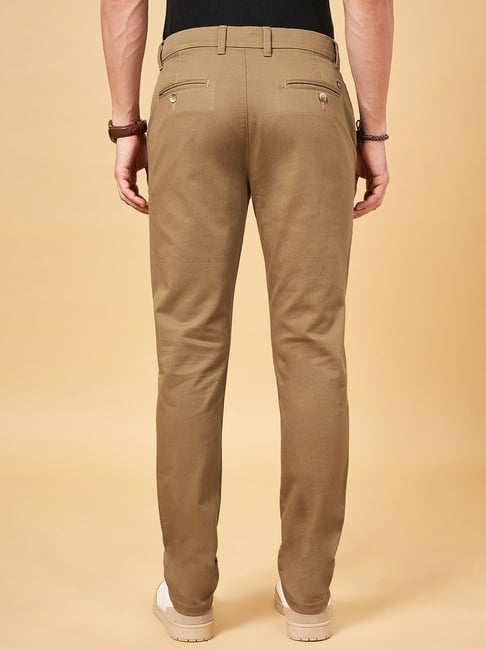Byford by Pantaloons Abbey Stone Cotton Regular Fit Trousers
