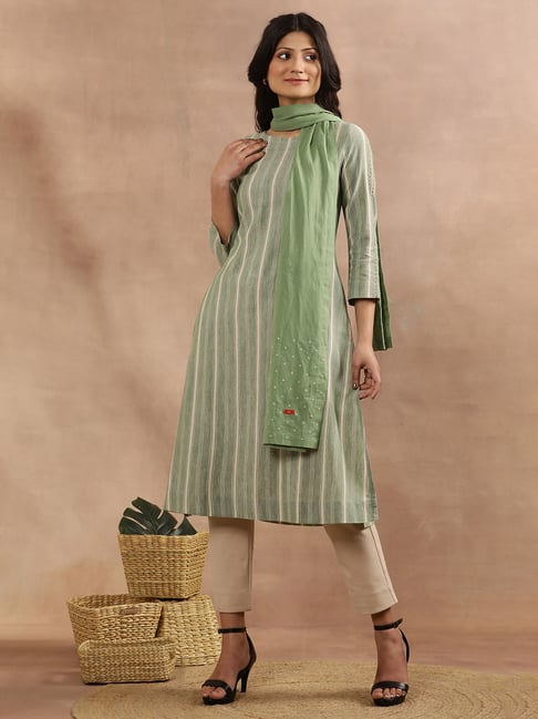 W Sage Green Embroidered Dupatta-picture-51