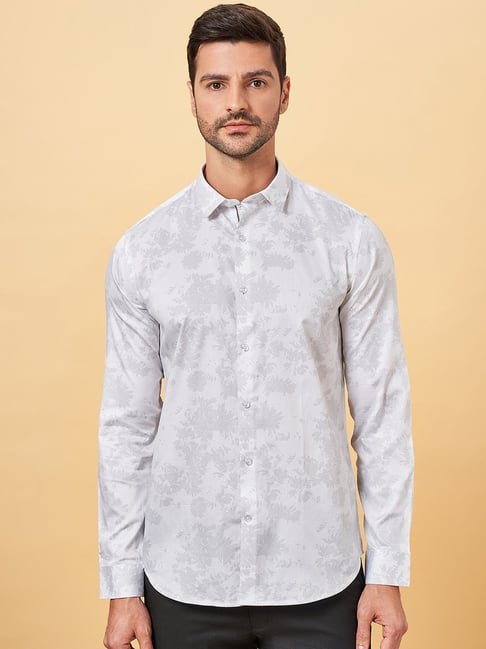 Byford by Pantaloons White Cotton Slim Fit Printed Shirt-picture-31