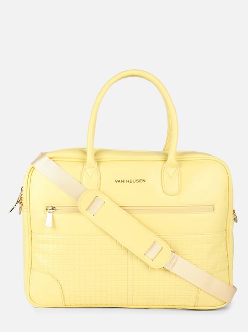 Buy Van Heusen Yellow PU Solid Laptop Messenger Bag Online At Best Price Tata CLiQ