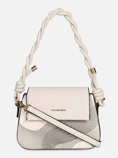 Buy Van Heusen White PU Printed Shoulder Handbag Online At Best