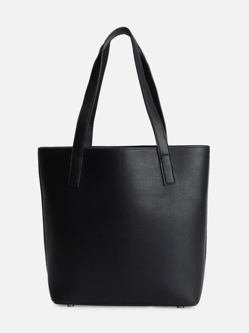 Buy Van Heusen Black Leather Solid Tote Handbag Online At Best Price @ Tata  CLiQ