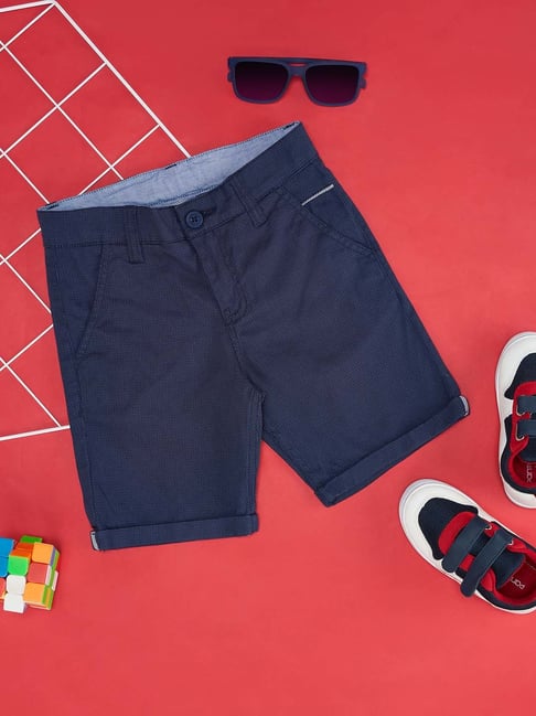 Pantaloons Junior Navy Self Pattern Shorts-picture-37