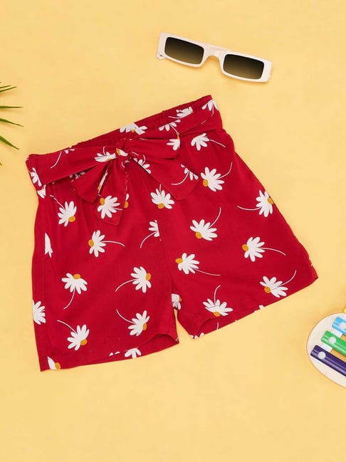 YU by Pantaloons Kids Red Floral Print Shorts