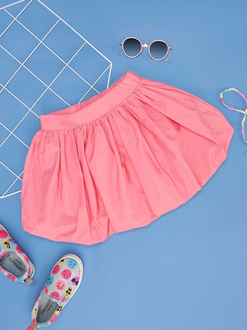 Pantaloons Junior Pink Cotton Regular Fit Skirt-picture-47