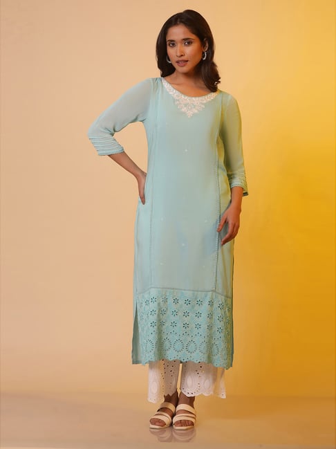 Aurelia Sky Blue Embellished Straight Kurta-picture-45