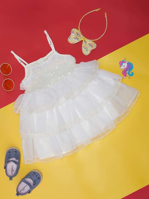 Pantaloons Baby White Embellished Dress