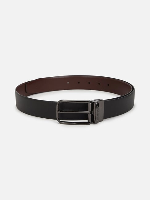 Van Heusen Black Leather Textured Reversible Belt-picture-35