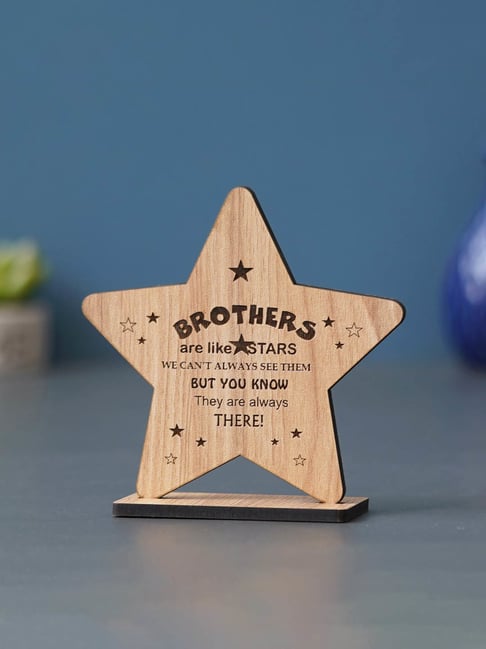 eCraftIndia Brown Wood Star Design Brothers are like stars Showpiece-picture-42