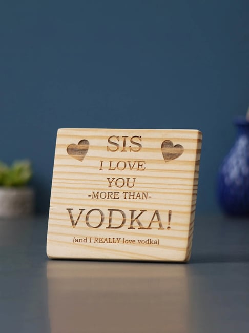 eCraftIndia Brown Wood Sis I love you more than Vodka Showpiece-picture-29