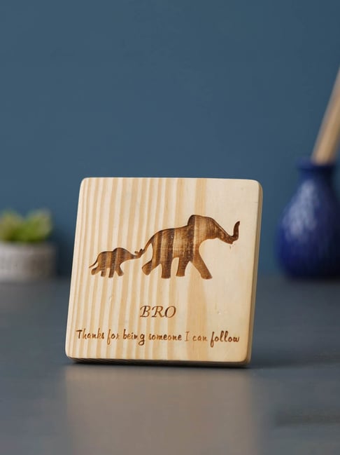 eCraftIndia Brown Wood Thanks For Being Someone I Can Follow with 2 Elephants Showpiece-picture-26