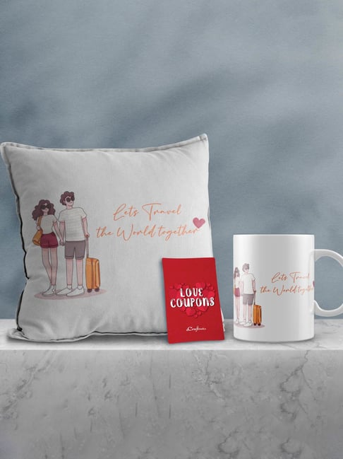 Buy eCraftIndia Ceramic Travel Bag Cushion Mug Love Coupons Gift