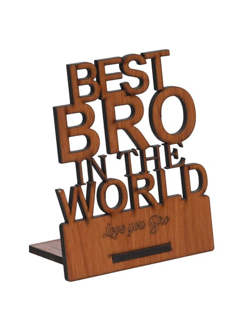 eCraftIndia Brown Wood Best Brother In The World Showpiece-picture-13