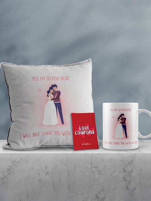 Buy eCraftIndia Ceramic Posing Cushion Mug With Love Coupons