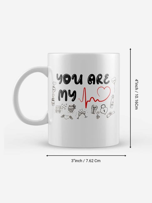 Buy eCraftIndia Ceramic You are my heartbeat Cushion Mug Love