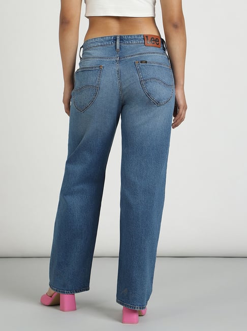 Lee Blue Straight Fit High Rise Jeans - Main Image