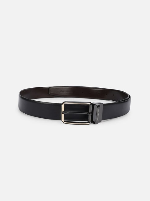 Peter England Black Leather Solid Reversible Belt-picture-28