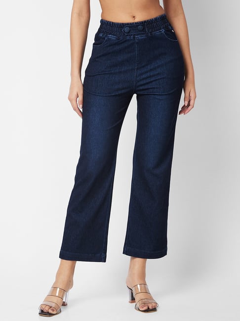 Spykar Blue Relaxed Fit High Rise Trousers-picture-37