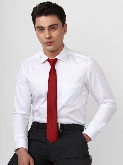 Louis Philippe Red Textured Tie - Main Image