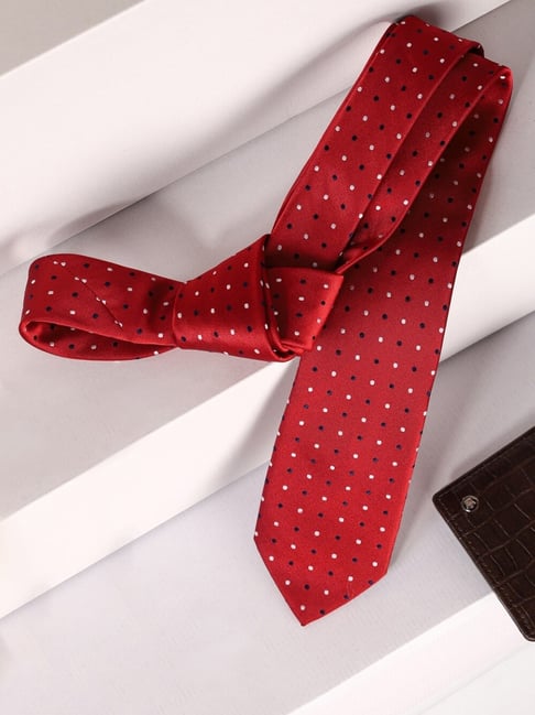 Louis Philippe Red Embroidered Tie