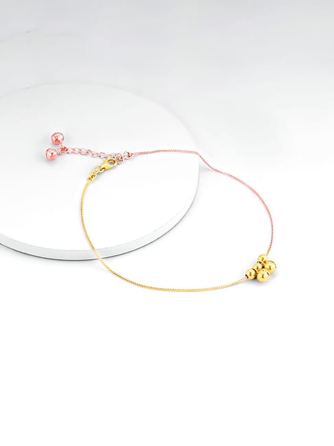 GIVA 92.5 Sterling Silver Rose Gold and Golden Glimmering Ties Anklet-picture-30