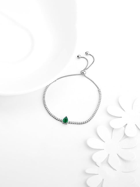 GIVA Sterling Silver Joy of Green Adjustable Bracelet