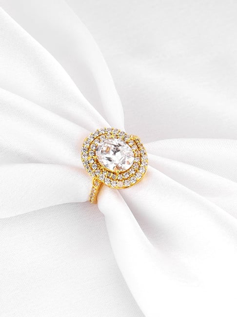 GIVA 92.5 Sterling Silver Golden Oval Solitaire Ring