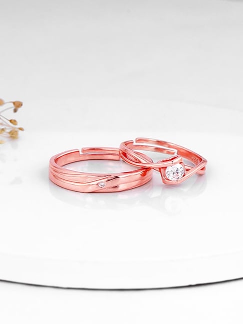 GIVA 92.5 Sterling Silver Rose Gold Two As One sAdjustable Ring for Couples-picture-37