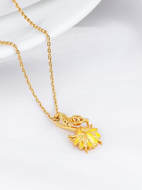 GIVA 92.5 Sterling Silver Bhumi Golden Brilliant Brahma Kamal Pendant with Link Chain-picture-48