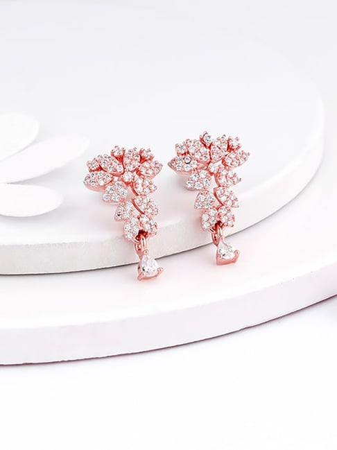 Buy GIVA 925 Silver Rose Gold Party Wear Drop Earrings Online At