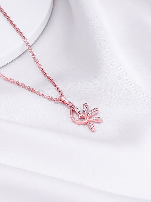 GIVA 92.5 Sterling Silver Bhumi Rose Gold Elegant Musli Pendant with Link Chain-picture-38