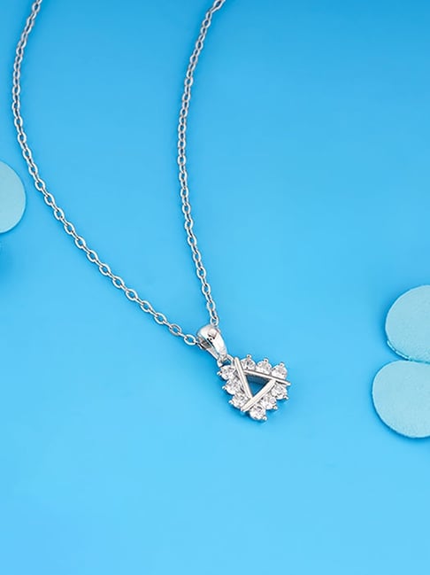 GIVA 92.5 Sterling Silver Sparkly Triangle Pendant with Link Chain-picture-40