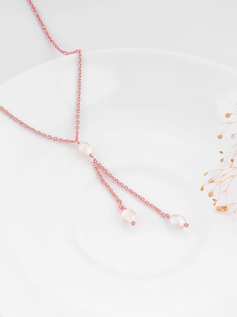 GIVA 92.5 Sterling Silver Rose Gold Glam Drops Necklace-picture-17