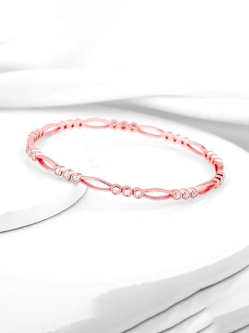 GIVA 92.5 Sterling Silver Rose Gold Glittering Zirconia Bangle-picture-34