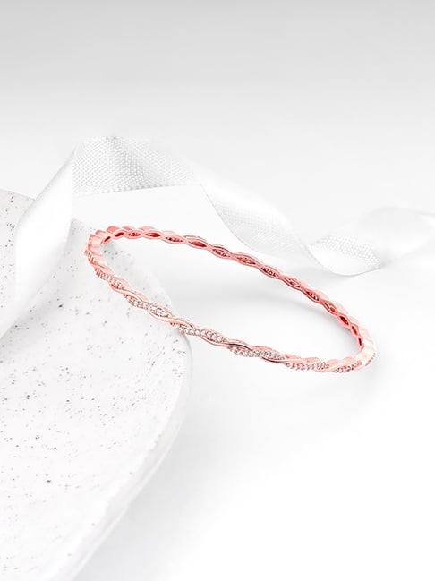 GIVA 92.5 Sterling silver Rose Gold Classic Twister Bangle-picture-32