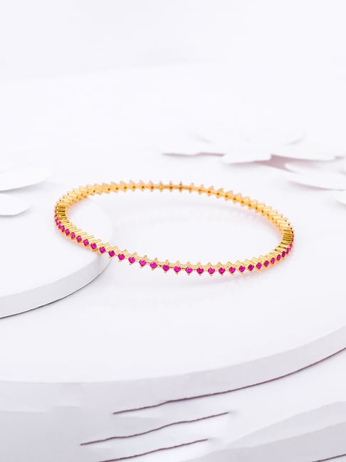 GIVA 92.5 Sterling Silver Golden Rani Pink Celebration Bangle-picture-37