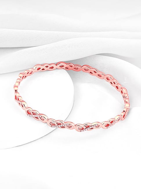 GIVA 92.5 Sterling silver Rose Gold Sparkle In Grace Bangle-picture-31