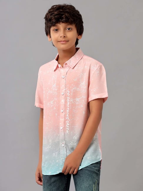 Under Fourteen Only Kids Pink & Blue Printed Shirt-picture-29