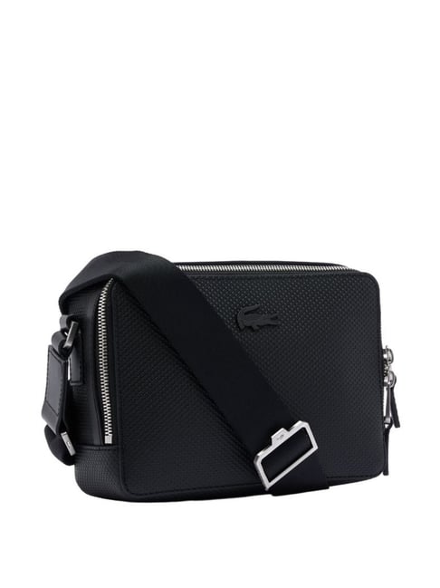 Buy Lacoste Core Black Leather Textured Cross Body Bag Online At
