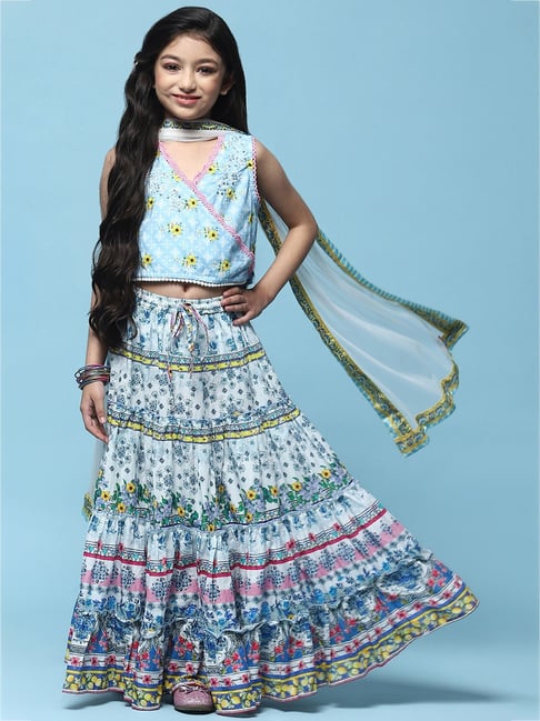 BIBA Girls Multicolor Floral Print Lehenga, Choli with Dupatta-picture-13